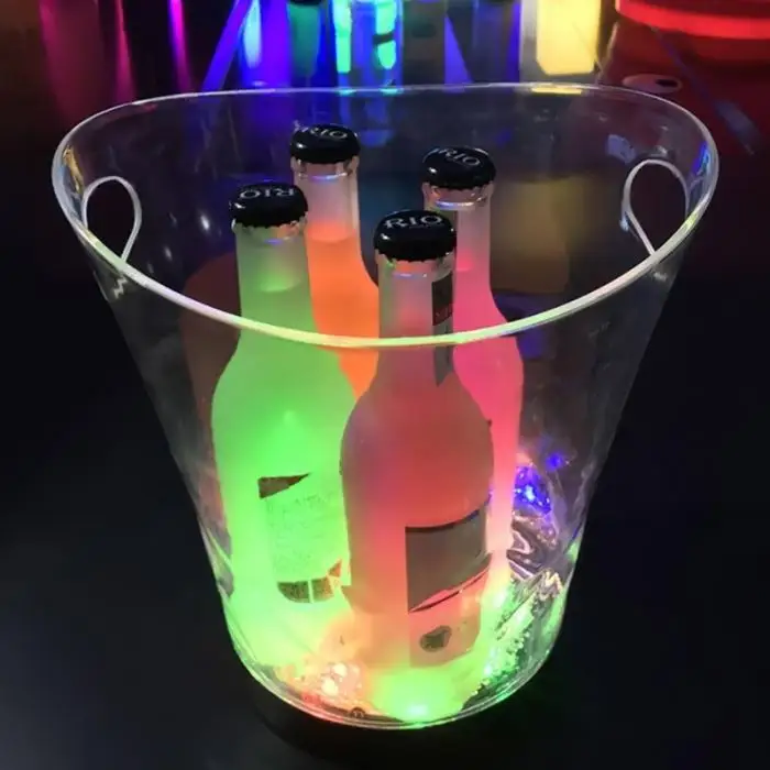 Светодиодный ледяной ковш 5L охладитель вина цвета Изменение шампанское вино ведро для вечерние бар XH8Z