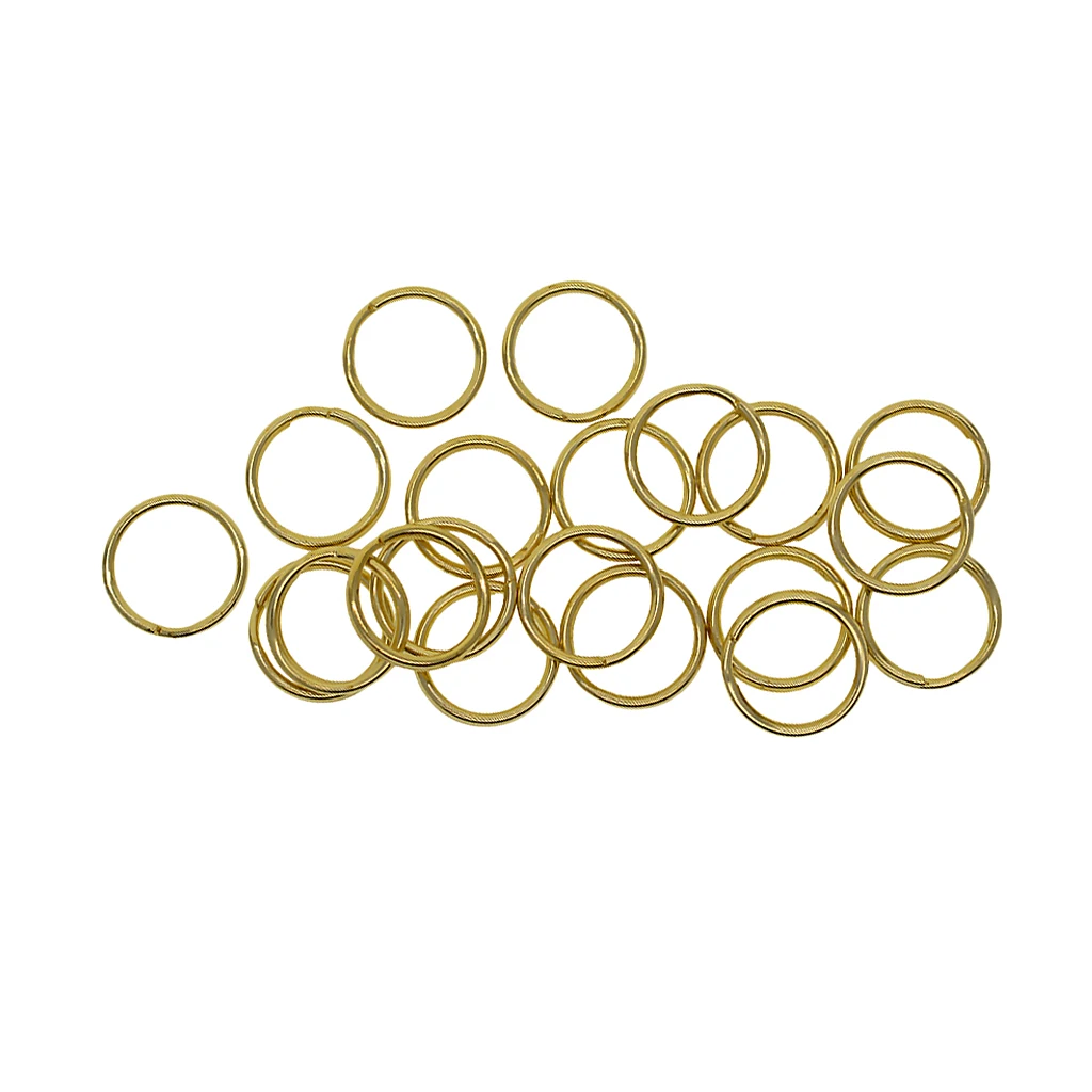 20 Pcs 15mm DIY Round Solid Brass Antique Key Rings Metal Keys Chains Hook Holders Hardware Loop Findings Connectors DIY Crafts