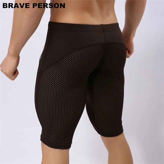 BRAVE PERSON Summer Style Shorts Breathable Mesh Men Tight Beach Shorts Men Multifunction Knee Length Board Shorts Beach Wear 6