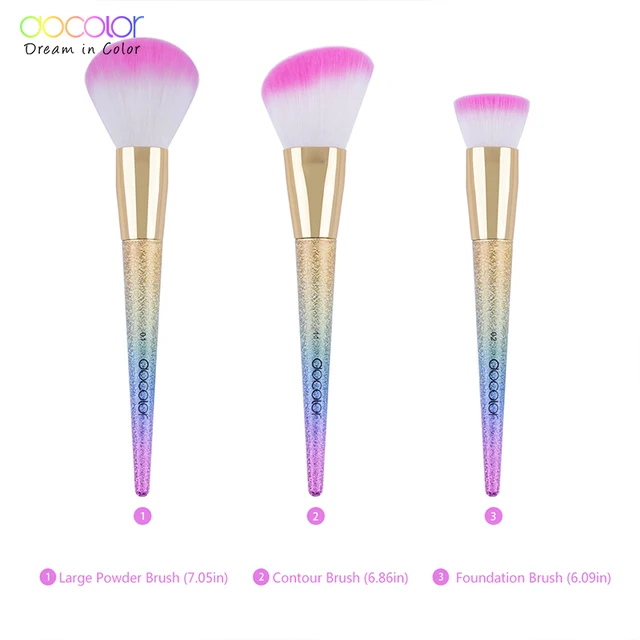 Docolor 3PCS/Set Countour  Foundation Powder Brush Face Makeup Brush Set Beauty Essential Brushes for Makeup with Box 2