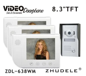 

ZHUDELE Top quality home security video doorbell audio door phone 8.3 inch LCD Screen and Metal HD Camera waterproof cover 1v3