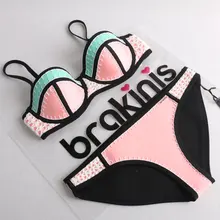 BIYISI Женский вязаный крючком цветочный пуш-ап неопреновый комплект бикини купальник бикини