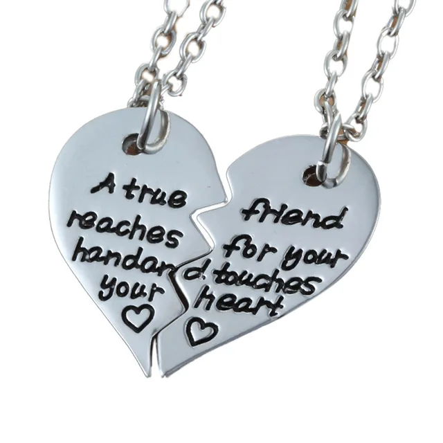 new broken heart necklace"A true friend reaches for your hand and