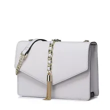 2016 Women’s New Cowhide Leather Tassel Chain Small Envelope Flap Handbag Fashion Shoulder Bag Crossbody Messenger Purse