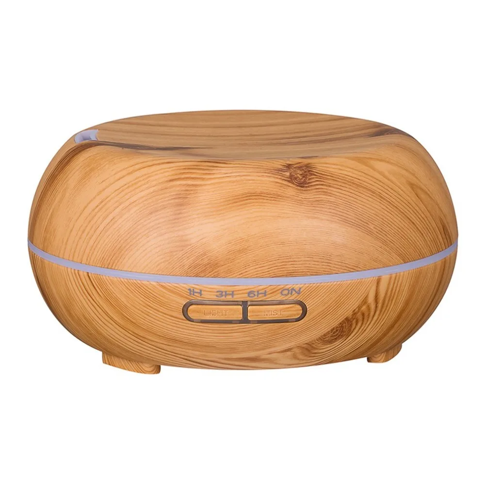 

Round Ultrasonic Humidifier 300ml Mist Maker Aroma Diffuser with Colorful LED Light Wood Grain Aromatherapy Diffuser Machine