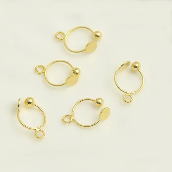 

SEA MEW 50 PCS 4mm Copper Ear Clip Base Gold Rhodium Antique Bronze Earring Setting For Women DIY Jewelry Making