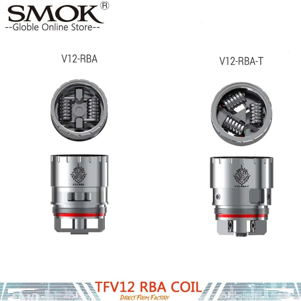 

Authentic Electronic Cigarettes Core Smok TFV12 RBA TFV12 RBA-T Coil Head with dual coil deck for TFV12 Atomizer Tank