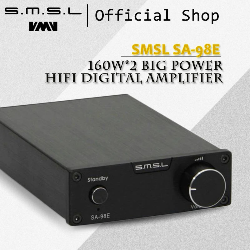 SMSL SA-98E 160W*2 Big Power HIFI Digital Amplifier TDA7498E Class T AMP with 36V 5.7A Power Adapter Supply Black Silver Gold цена SMSL SA-98E 160W*2 Big Power HIFI Digital Amplifier TDA7498E Class T AMP with 36V 5.7A Power Adapter Supply Black Silver Gold цены онлайн