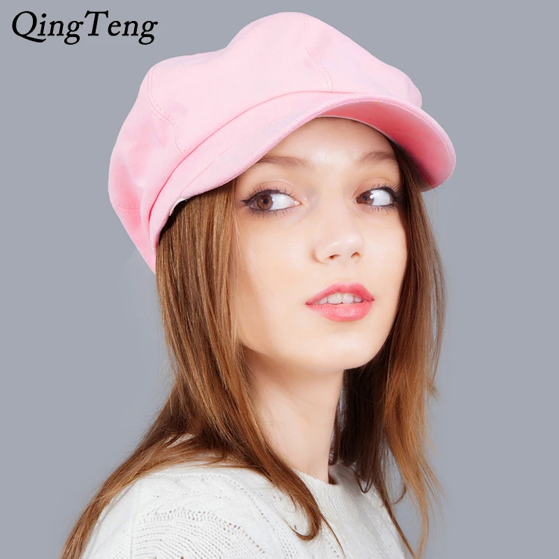 

Suede Women Newsboy Caps Fashion Artist Painter Octagonal Cap Autumn Winter Warm Newsboy Beret Hat Solid Lovely Causal Casquette