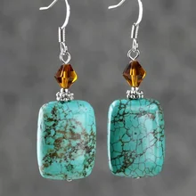 Turquoise earrings national trend jewelry vintage ear hook fashion earring drop earrings