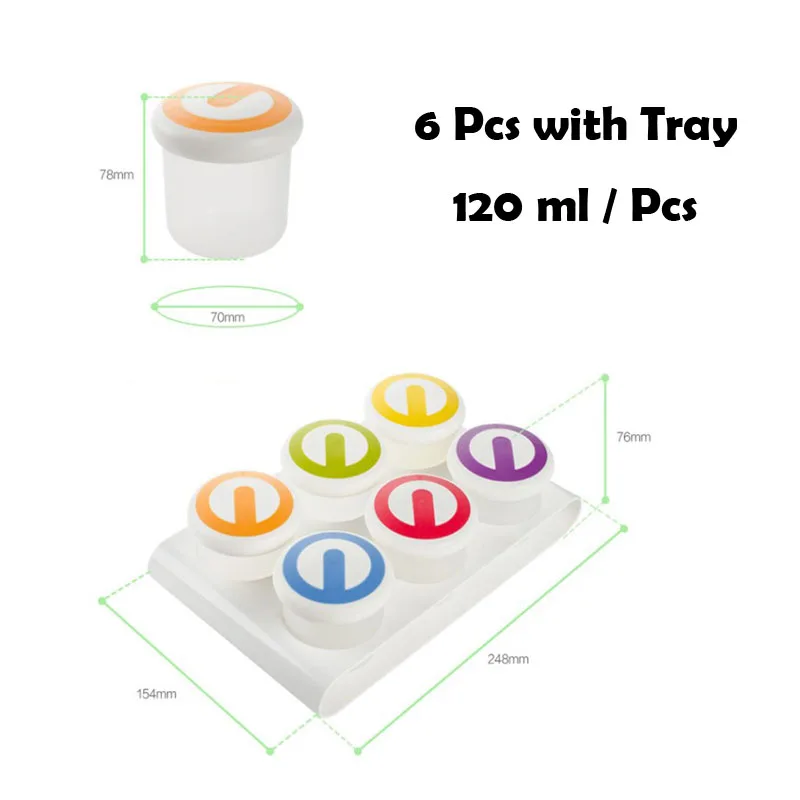1 комплект BPA Бесплатно Детские контейнеры для хранения еды контейнеры для детского питания от Little Sprout многоразовые хранение в штабеле чашки с лотком - Цвет: Hogokids 6 Pcs Set