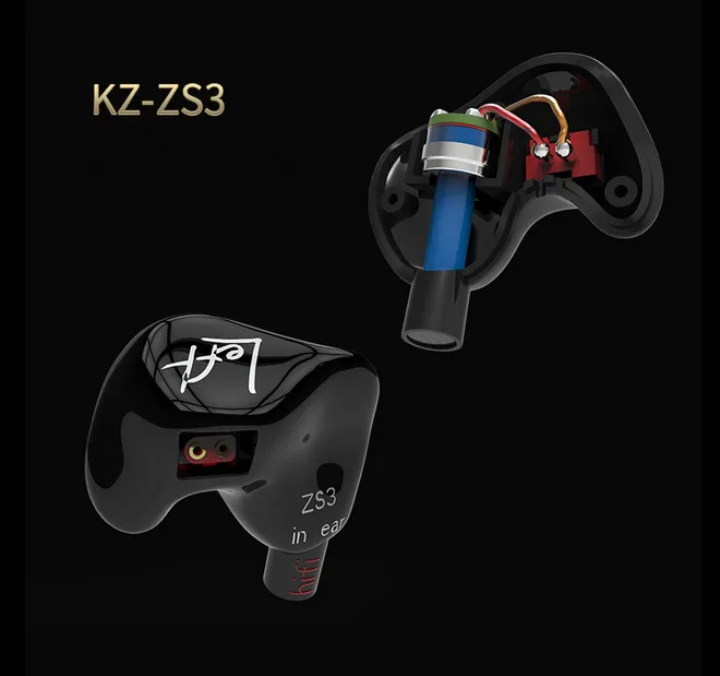 Новое поступление KZ ZS3s Hifi спортивные наушники-вкладыши Динамический драйвер шумоподавление гарнитура с микрофоном сменный кабель - Цвет: zs3s with mic