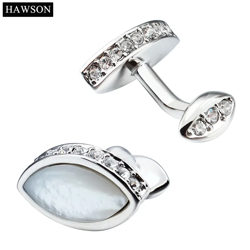 Luxury Double Cufflinks Male Cloth Jewelry Elegant Oval Mother of Pearl