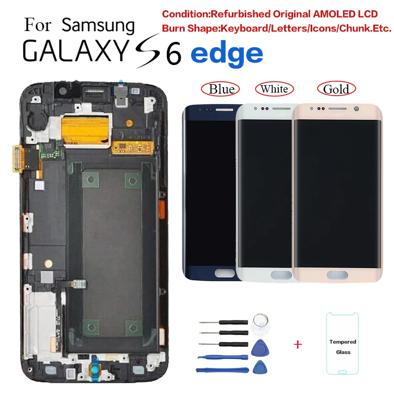 

For Samsung S6 edge G925F G9250 Display LCD Screen replacement For Samsung G925FD G925T G925 display screen Burn-in Shadow