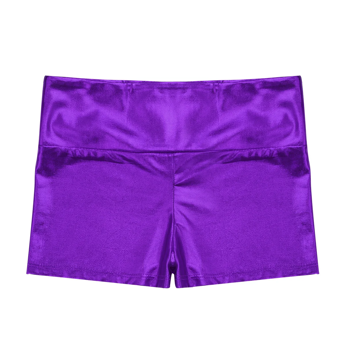 Kids Girls Shorts Metallic Shiny Stretchy High Waist Dance Shorts Bottoms Activewear Stylish Shorts for Sports Gymnastic Workout