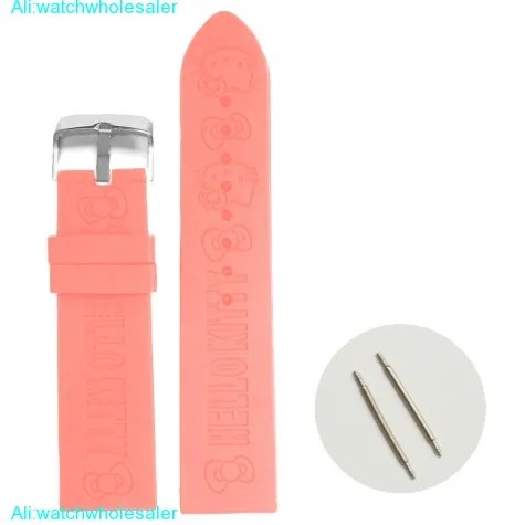 24mm Pink Lovely Cartoon Silicone Jelly Rubber Lady Watch Band Strap WB1085O24JB