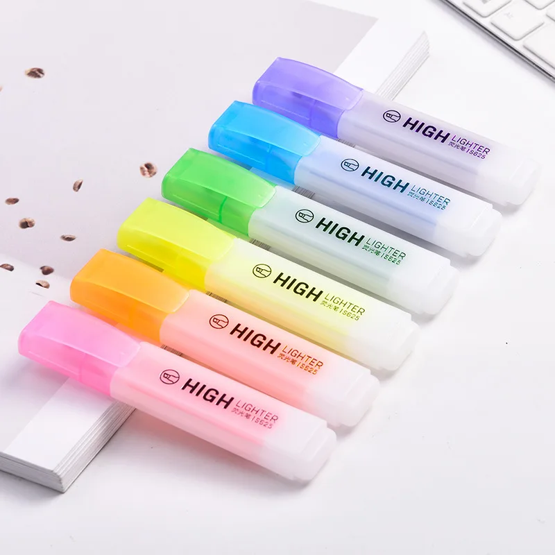 6 цветов Радужный хайлайтер набор маркеров для студентов подарок Kawaii акварельные Флуоресцентные Ручки оригинальные канцелярские принадлежности