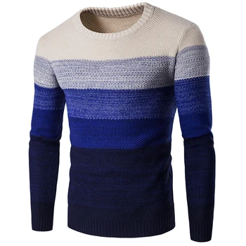 

MJARTORIA Mens Casual Sweater 2019 New Knitting Long Sleeve O-neck Slim Soft Comfortable Colour Matching Tops Sweater Men