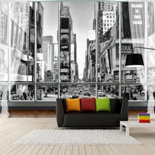 Обои фото на заказ стереоскопические для стен 3D Черно-белые обои город Нью-Йорк уличный вид 3D настенные фрески для спальни