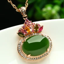И Tian Biyu с 925 серебряной инкрустацией Радуга Турмалин Модный женский нефритовый кулон высокого класса ювелирные изделия нефрит ювелирные изделия