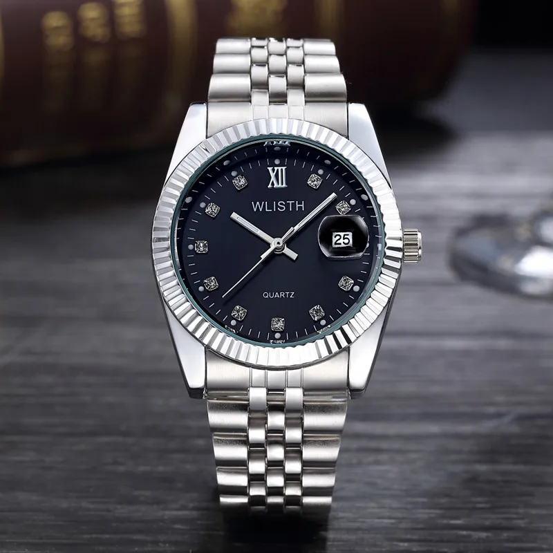 Люксовый Бренд Rolexable часы для пары модные женские водонепроницаемые кварцевые часы бизнес мужские Студенческие наручные часы Relogio Masculino - Цвет: Man black