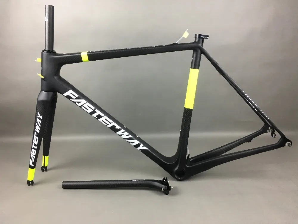 Best classic design FASTERWAY PRO full black with no logo carbon road bike frameset:carbon Frame+Seatpost+Fork+Clamp+Headset,free ems 65