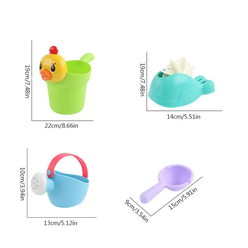Most effective 4/5 PCS Funny Children's Bathing Toy Soft Plastic Chick Shampoo Water Spoon Toy Beach Toys For Baby