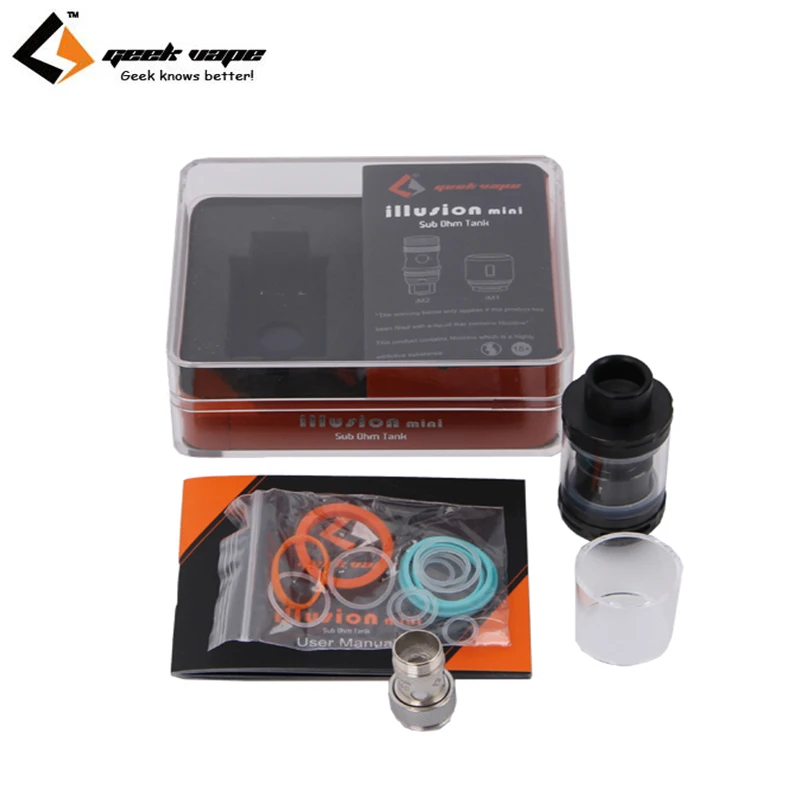

Original Geekvape illusion Mini Tank 3ml Sub Ohm Atomizer Bottom Airflow Top refill Clearomizer Atomizer