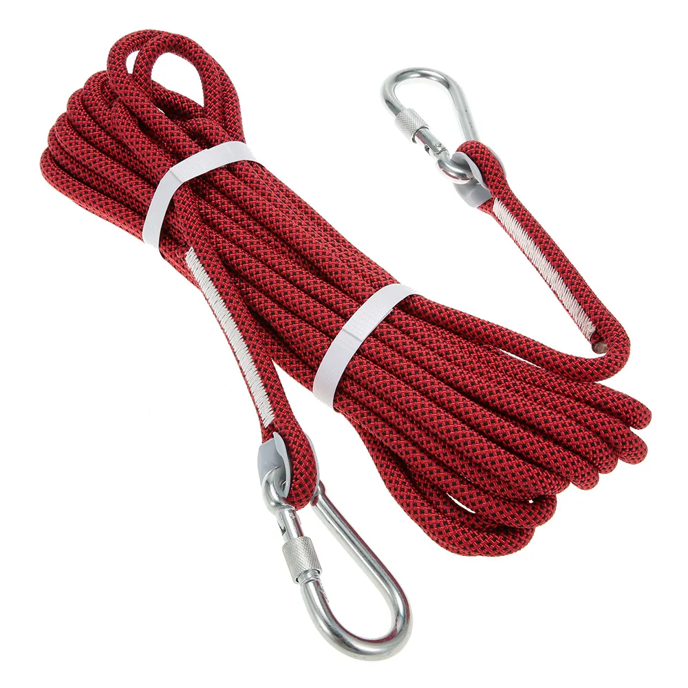 верёвка альпинистская 10 с карабином. скалолазный трос 30 м. веревка спасательная с карабином. веревка спасательная с карабином. верёвка спасательная альпекс - 10мм.