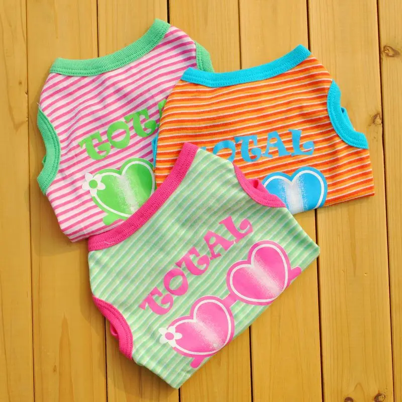 

hot cotton cheap dog clothes Pet clothing puppy dog vest style polyester rib striped dog shirt for small dog 3 color cute new