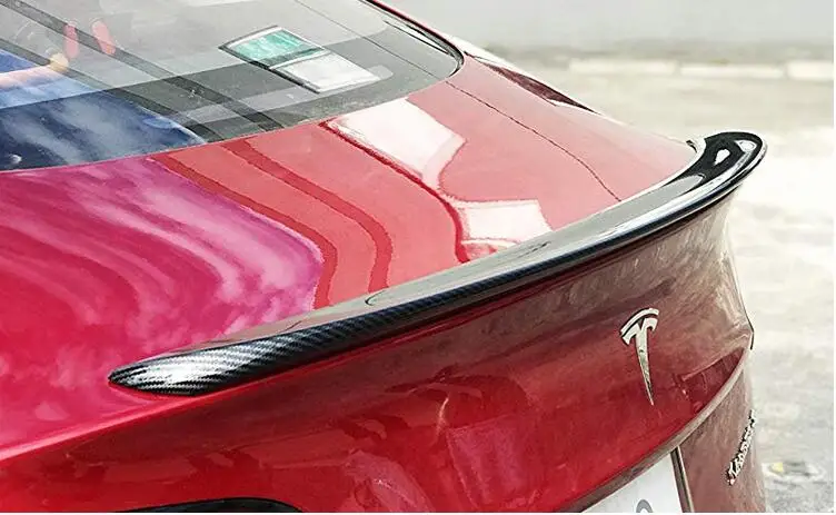 

Carbon Fiber Paint Car Rear Wing Trunk Lip Spoiler Wing Fit For Tesla MODEL 3 2018 2019 BY EMS