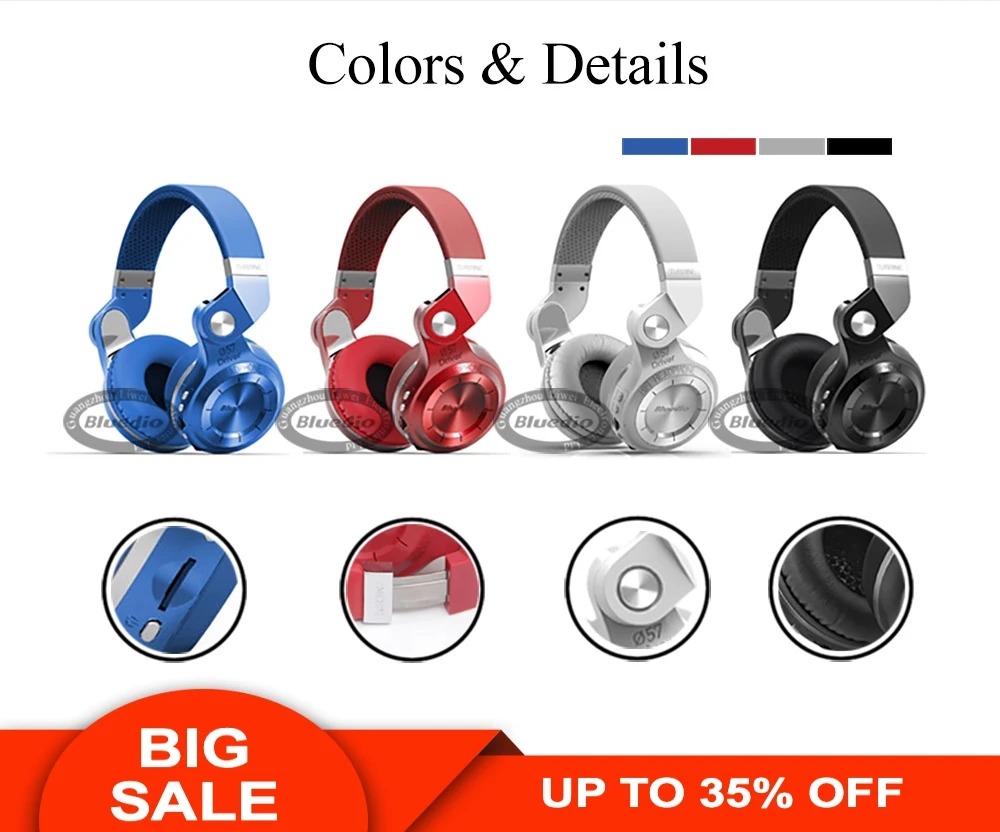 

Bluedio T2+ Bluetooth Headphones 5.0 Wireless/Wire Earphone Support FM Radio& SD Card Functions For Music Headset