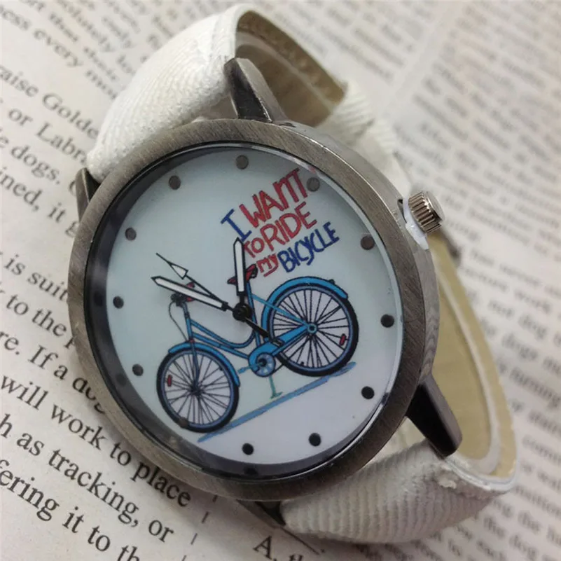New Listing Men Watch Fashion Male Vintage Watch Denim Bicycles Male And Female Students Couple Table Relogio masculino M09 (15)