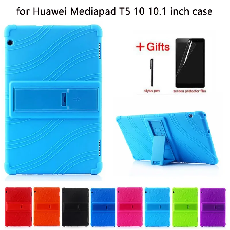 Силиконовый чехол для huawei mediapad T5 AGS2-W09/L09/L03/W19, 10,1 дюймов, чехол-подставка для huawei mediapad T5 10, мягкий чехол+ пленка+ ручка