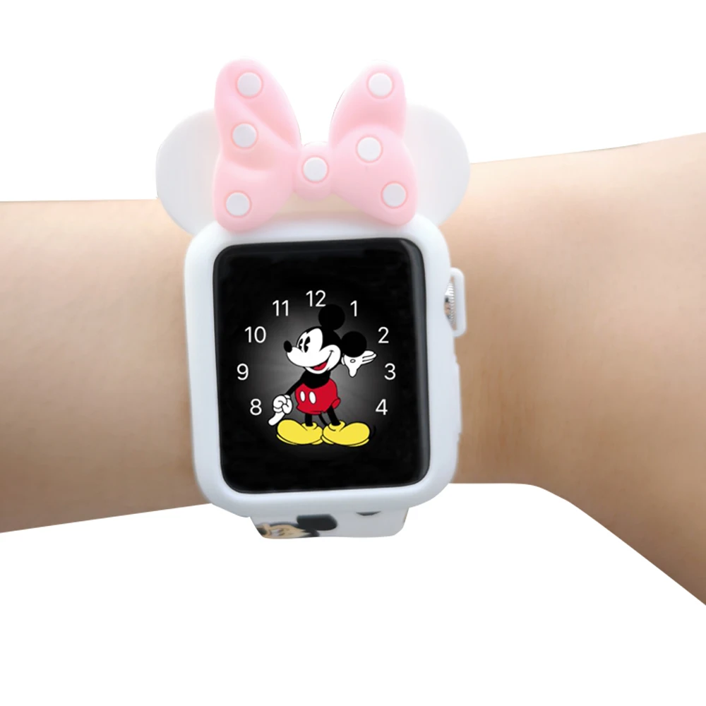 

Cartoon Minnie Silicone Case for Apple watch 38mm 40mm 42mm 44mm All-round Rubber Protective Cover for iwatch series 4 3 2 1