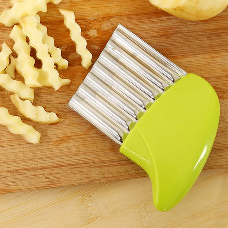 Stainless Steel Potato Crinkle Cutter French Fry Potato Chip Slicer Wavy Cutter Knife Kitchen Vegetable Shredder Cutting Tools (11)