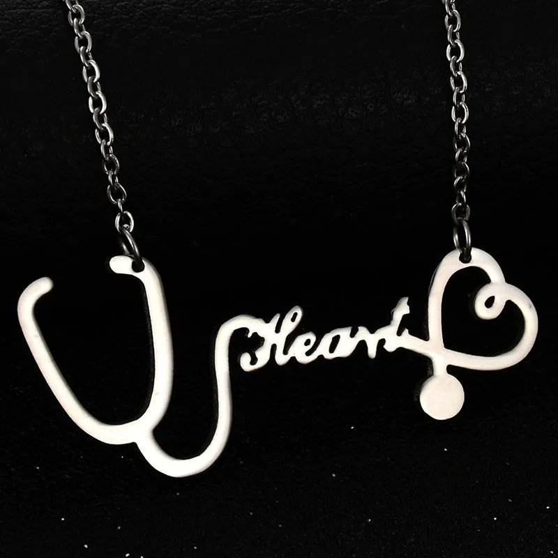 New-Fashion-Collier-Femme-18K-Gold-Plated-Medical-Stethoscope-Love-Heart-Collar-Body-Choker-Necklace