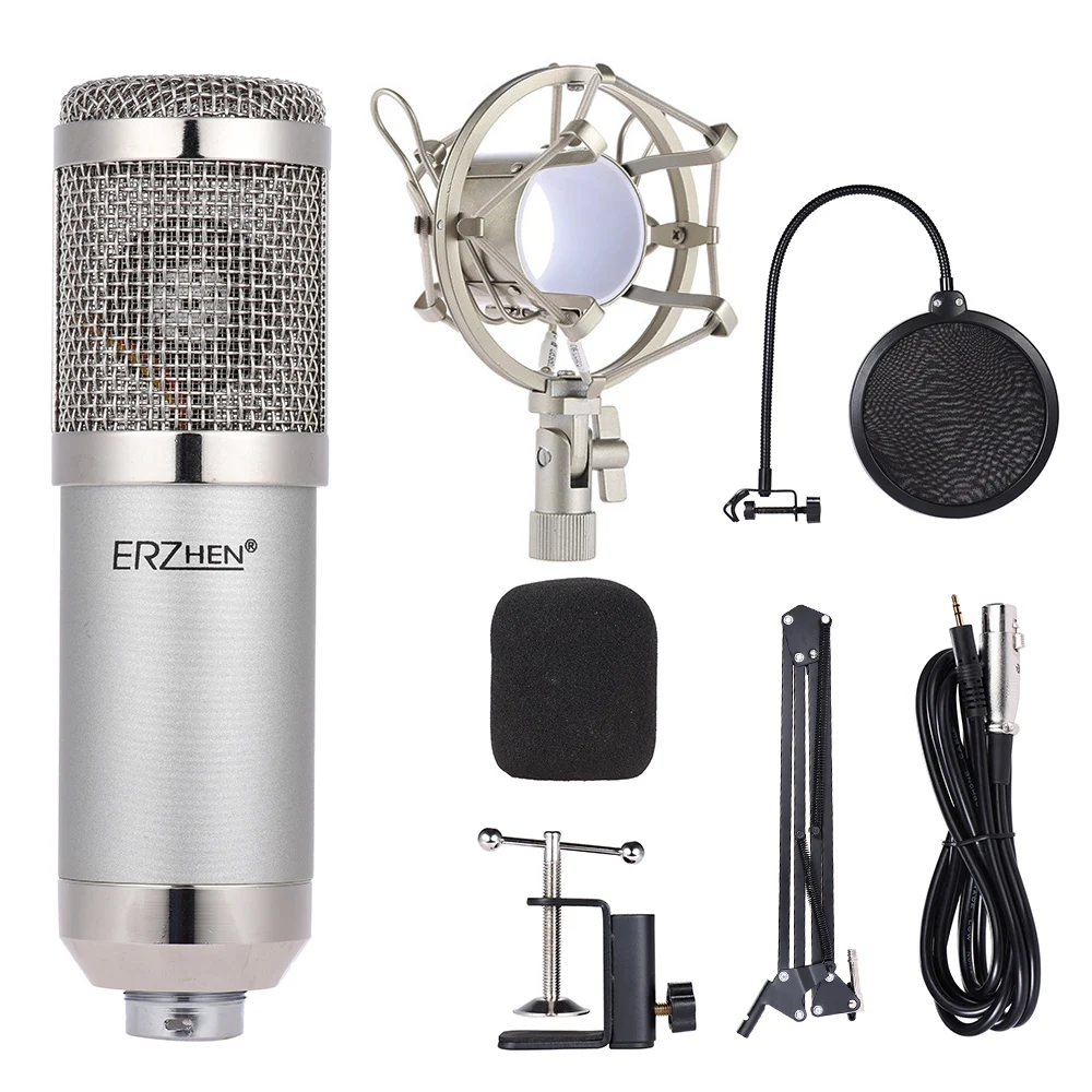 

Professional Studio Broadcasting Recording Condenser Microphone Mic Kit Set 3.5mm with Adjustable Suspension Stand