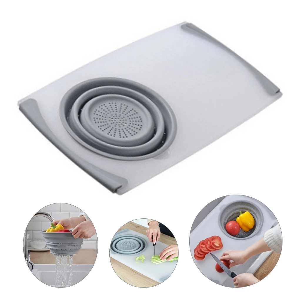 

Multi-Function 3 in 1 Household Drain creative Sink Cutting Board Chopping Block Drain Storage Basket Kitchen Tool High quality