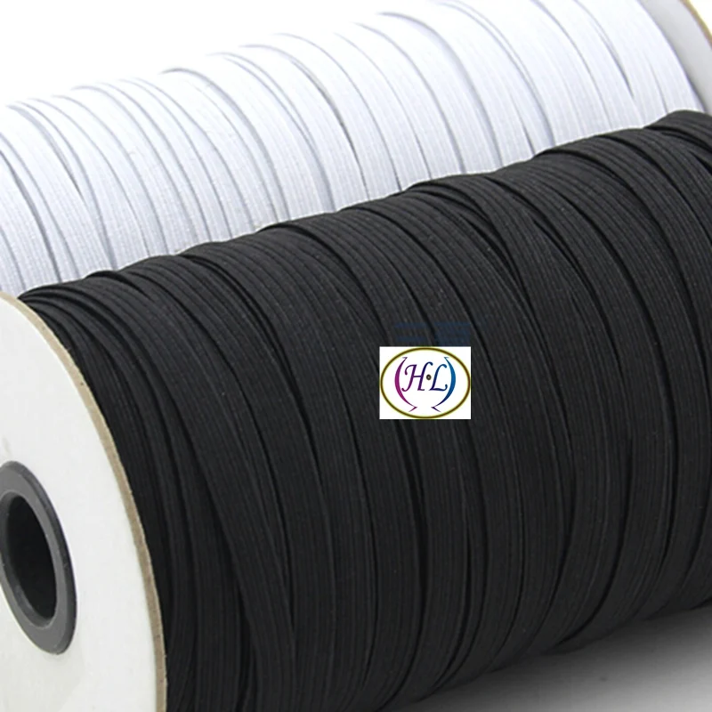 

HL 10 meters 3MM/6MM width polyester elastic bands for clothes garment sewing accessories white and black A094