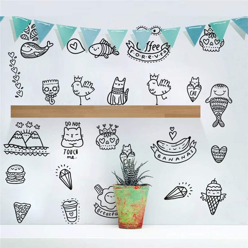 creative cartoon animals kitchen wall stickers home decor 50*70cm wall decals diy mural art pvc poster decorations