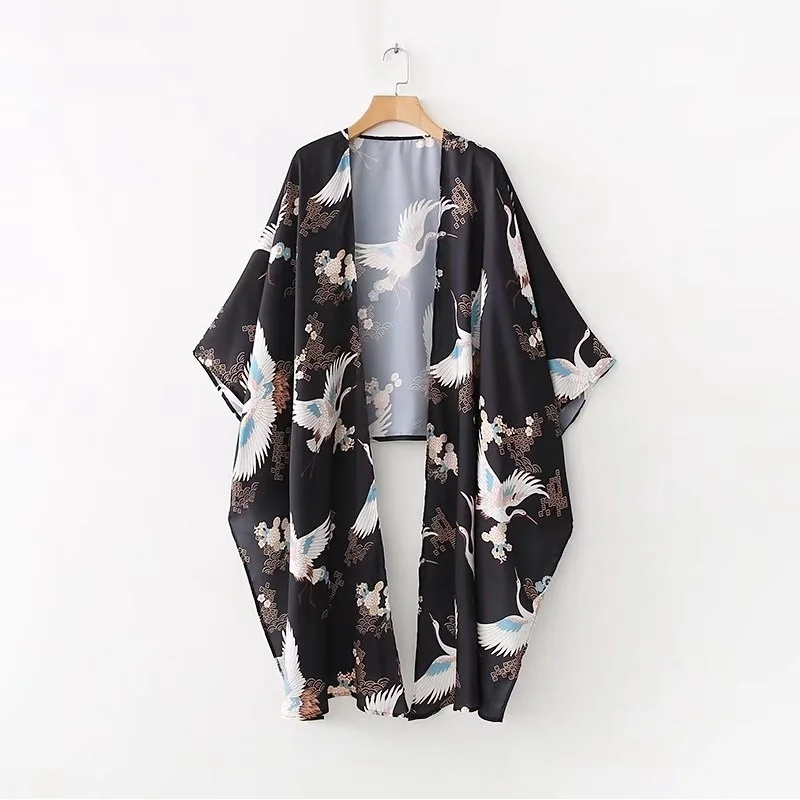 Кимоно кардиган блузка рубашка летние пляжные кимоно для женщин Косплей юката для женщин obi Японская уличная одежда komono TA512 - Цвет: 2