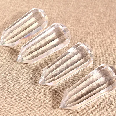 4PCS 12 Sided Clear Lemurian Seed Quartz Natural Vogel Inspired Crystal Wand Healing | Дом и сад