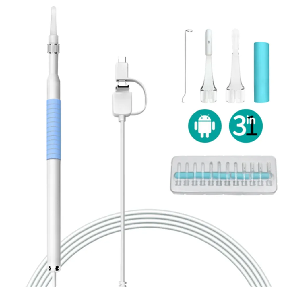 

3 in 1 USB OTG Visual Ear Cleaning Endoscope Spoon Functional Diagnostic Tool Ear Cleaner Android 0.3MP Camera Ear Pick