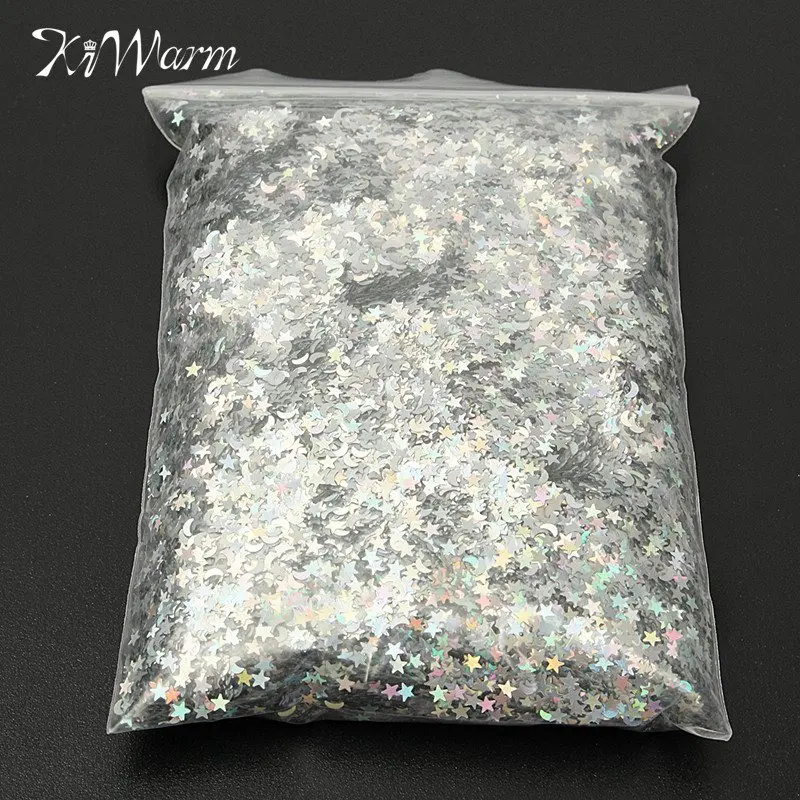 Glitter Emulsion Paint Holographic Stars & Moons Silver Rainbow Wedding
