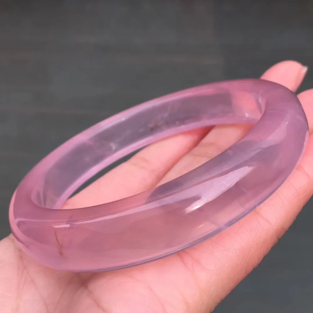 

62mm Clear Stone Genuine Natural Mozambique Rose Quartz Bangle For Women Lady Gift 17x9mm Stone Bangle AAAAA Drop Shipping