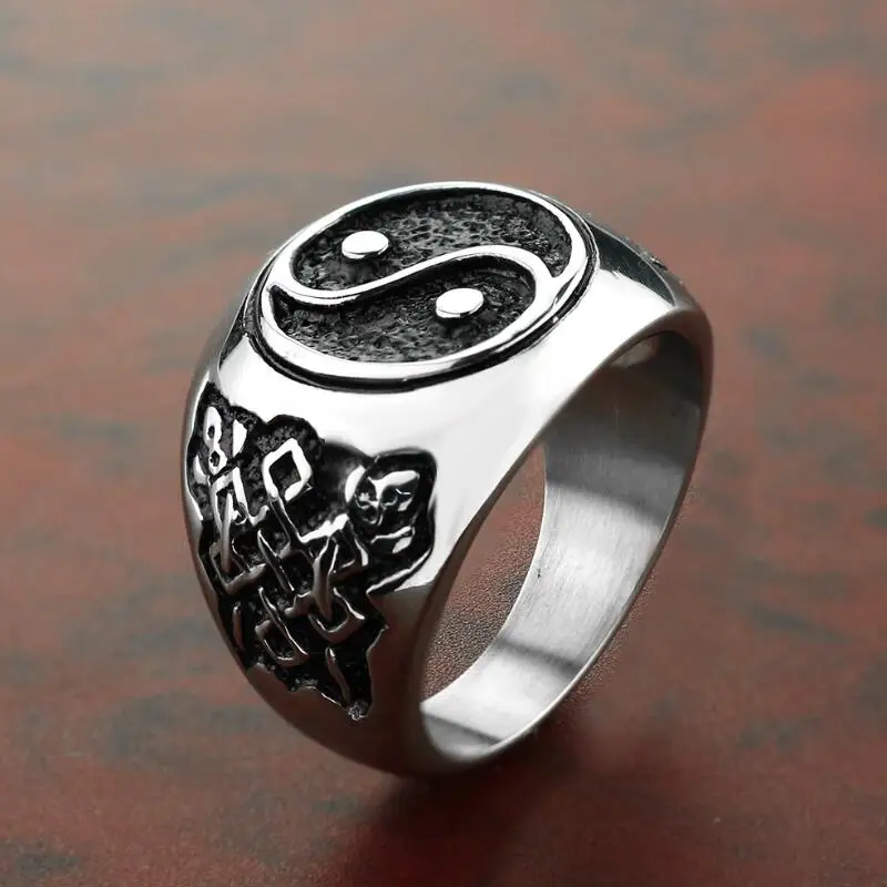 Удивительный дизайн Инь и кольцо Инь-Ян 316L из нержавеющей стали крутая Мода мужское Китайское кольцо Инь-Ян