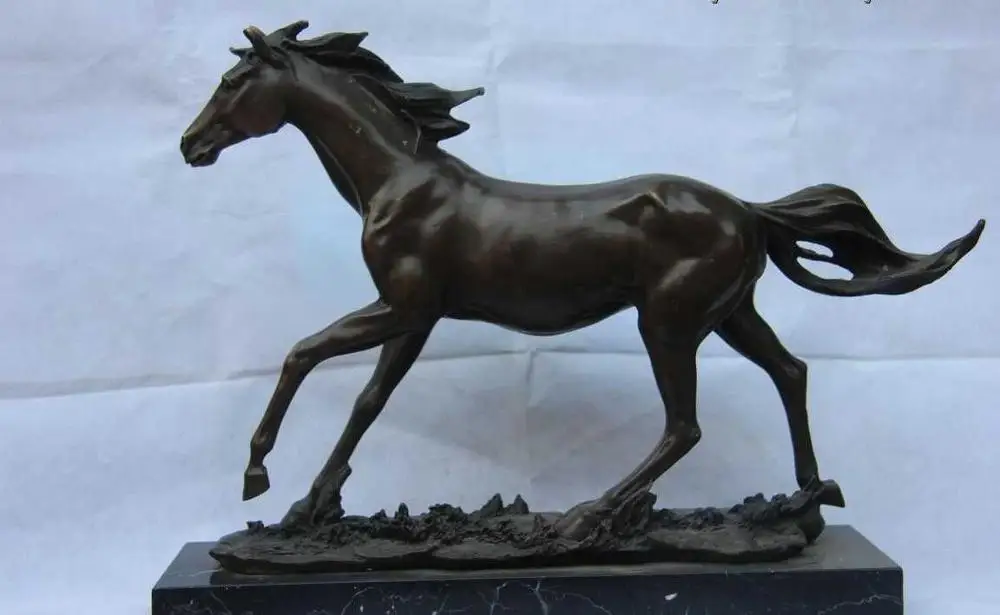 

Chinese Royal Classic Bronze Sculpture Running Horse Art statue base of Marble