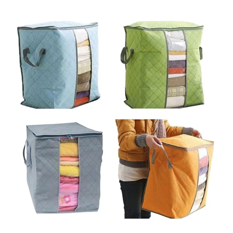 

45*50*30cm 2 Color Non-woven Fabric Foldable Storage Bag Case For Clothes Carpet Pillow Blanket Closet Storage Home Organizer