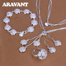 New Arrival biżuteria ze srebra próby 925 romantyczna róża naszyjnik kwiatowy kolczyk bransoletka pierścionek zestaw dla kobiet biżuteria ślubna